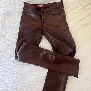 Ag Adriano Goldschmeid Burgundy leather pants